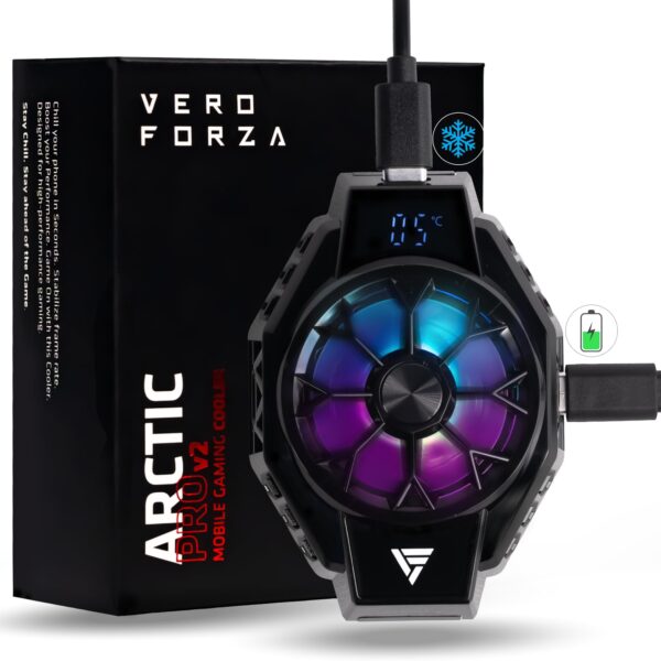 Vero Forza Arctic Pro V2 Mobile Cooler for Gaming, Phone Cooler, for Bgmi, Pubg, Cod, Freefire & Fortnite (iPhone/Android) (Black) (Arcticpro_V2)