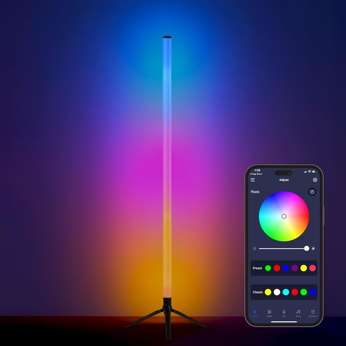 Vero Forza Spectra Floor Lamp - Smart RGB LED Floor Lamp with App/Remote Control,